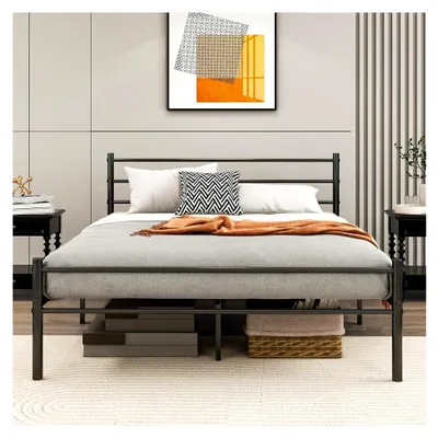 Produktbild von Metallbett mit Lattenrost Doppelbettgestell 120 x 200 cm, Schwarz