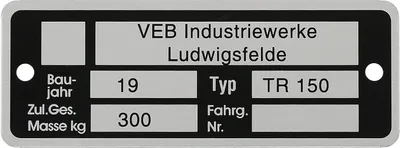 Produktbild von Typenschild (Aluminium) - für IWL TR150 Troll