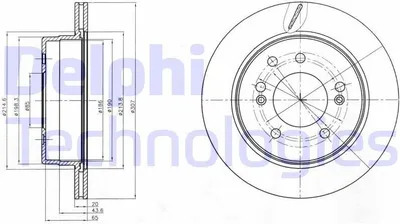 Produktbild von 2x DELPHI Bremsscheibe BG4273 für SSANGYONG Rexton / Rexton II (GAB_) REXTON W