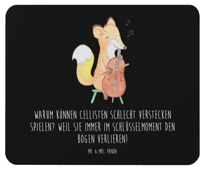 Produktbild von Mr. & Mrs. Panda Mauspad Cello Schlüsselmoment - Schwarz - Geschenk, Bogen, Lernen, pc mausunterlage, Orchester, Musiker, Mouse Pad, Mousepad, Solo, Musikinstrument
