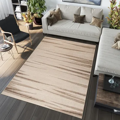 Obrázok produktu pre Koberec Obývacia izba Spálňa Krátky vlas Moderný roztavený dizajn Béžová krémová hnedá  60 x 100 cm