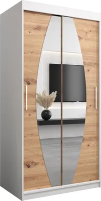Produktbild von Kleiderschrank, Schiebetürenschrank Schlafzimmer, Schrank mit Spiegel ELYPSE 100 cm