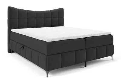 Obrázek produktu pro Postel s pružinovou základnou 180x200 cm, model Almera, s vrchní matrací, úložným prostorem, kovovými nohami, matrací H3, potažená chenillem, barva černá