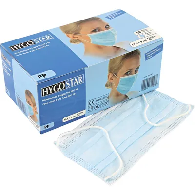 Produktbild von Maska na twarz HYGOSTAR 291761 3-warstwowa typu IIR 50szt.