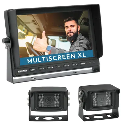 Produktbild von 10" Rückfahrkamera Set TRANSIT | mit 2 x Schwerlast-Kamera 120° schwarz RVS-24520