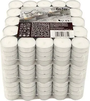 Produktbild von HOFER Teelichter 300 Stück – Ø 38 mm, Weiß, 4h Brenndauer, Duftfrei, Tropffrei
