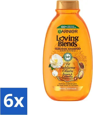 Zdjęcie produktu dla Garnier Loving Blends Szampon z olejkiem arganowym i kameliowym 300 ml - opakowanie wartościowe - 6 szt