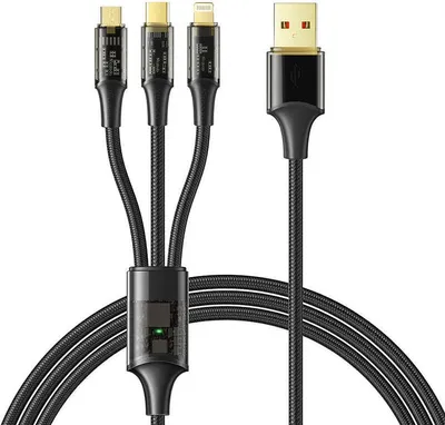 Obrázok produktu pre Kábel 3 v 1 Mcdodo CA-3330, USB na USB-C, Lightning, Micro-USB, 1,2 m, čierny