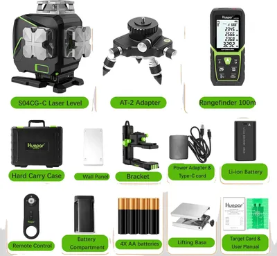 Zdjęcie produktu dla Laser krzyżowy, precyzyjne pomiary, przyjazny dla użytkownika wyświetlacz LCD, zestaw do niwelacji laserowej 4D