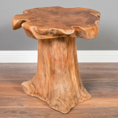 Produktbild von Massivholz Teak Beistelltisch MELAYA Natural ca.D 45cm Unikat