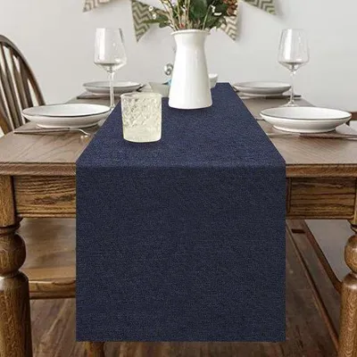 Produktbild von Famanu Tischläufer Modern, Abwaschbar, Wasserabweisend - Marineblau, 40 x 180 cm