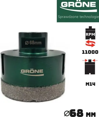 Image de Gröne couronne de forage diamantée 68 mm / M14, scie cloche diamantée, couronne diamantée, couronne de forage, couronne de carottage, foret de perçage