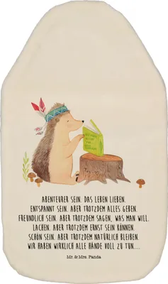 Produktbild von Mr. & Mrs. Panda Wärmflasche Igel Federschmuck - Weiß - Geschenk, Lagerfeuer, Bettflasche, Plüsch, Indianer, Camping, Wärmekissen, gummi, Tiere, Wärmflaschen, Abenteuer