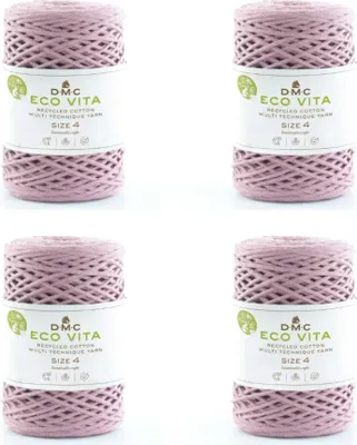 Produktbild von 4x DMC Eco Vita-4 – dickes recyceltes Baumwollgarn (4 mm) aus 80 % Baumwolle und 20 % Polyester (Farbe 4)