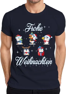 Produktbild von Frohe Weihnachten Pinguine Geschenke - Weihnachten Weihnachtsgeschenk Christmas Herren T-Shirt, Navy, L