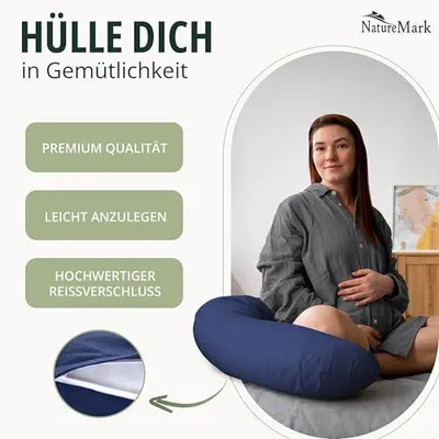 Produktbild von Jersey Kissenbezüge 40x145 cm Navy Blau 100% Baumwolle Reißverschluss 2er Set