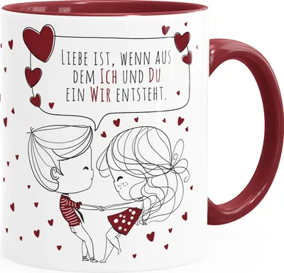 Produktbild von personalisierte Kaffee-Tasse Liebespaar Pärchen mit Liebesbotschaft Liebes-Geschenk Freundin Mann SpecialMe® Liebe ist inner-bordeaux Keramik-Tasse