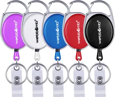 Produktbild von WEBBOMB Ausweis JoJo 5 Stück BUNT Kartenhalter Halter mit Schlüsselring + Vinylstrap Schlüsselanhänger ausziehbar Schlüsselrolle Schlüsselband für Ausweise Schlüsselkarten