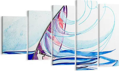 Produktbild von Bild auf Leinwand - Leinwandbild - Windsurfen Grafik Illustration Sommer - 100x60cm - Wand Bild - Wanddeko - Leinwanddruck - Bilder - Kunstdruck - Leinwand bilder - Wandkunst - EG100x60-3064