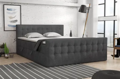 Productafbeelding van Boxspringbed voor de slaapkamer, model ANKER, 160x200 cm, bekleding: stof, collectie: Perfect Harmony, kleur: donkergrijs