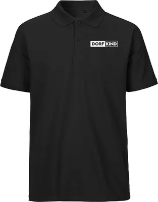 Produktbild von Hellweg Druckerei Herren Polo Shirt Dorfkind Modern Geschenk Oberteil Black Größe S Bio Baumwolle Fairtrade Dorfkind Modern Mode