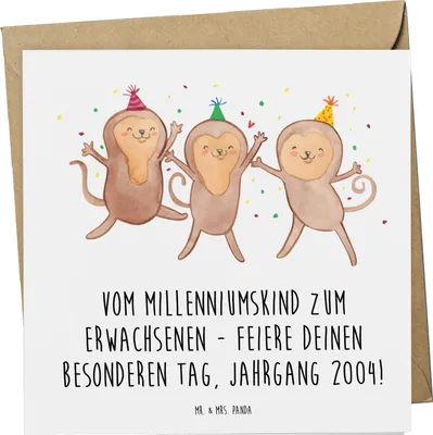 Produktbild von Mr. & Mrs. Panda Grußkarte 2004 Geburtstag - Weiß - Geschenk, Alter, Happy Birthday, personalisiertes, Geburtstagsgeschenk, anlasskarte, doppelkarte, Sprüche zum
