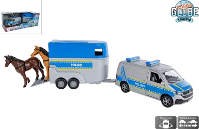 Produktbild von Kids Globe VW Transporter Polizei mit Pferdeanhänger Spielzeug Kinder 520359