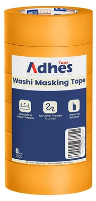 Productafbeelding van Geel Afplakband voor Schilderen, 38 mm x 55 m, Set van 6 Rollen