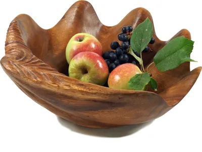 Produktbild von Obstschale Muschel, Geschnitzte Obstschale, Braun, Holz, 11*33*33 cm, Schalen