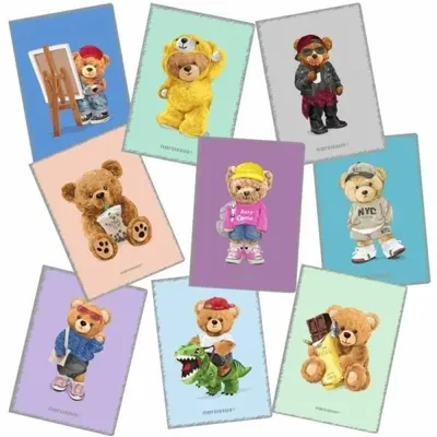 Zdjęcie produktu dla Zeszyt A5/32k kratka PP Teddies (9szt) NARCISSUS