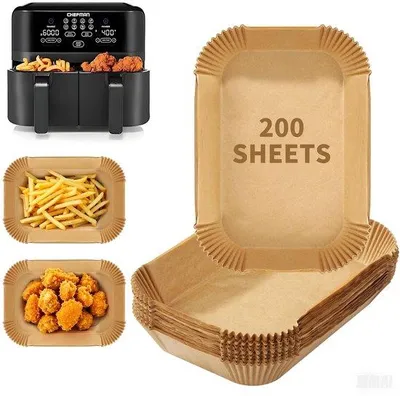 Produktbild von 200 Stück Backpapier für Heißluftfritteuse, rechteckig, 2-Zonen