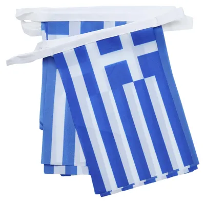 Griechenland Wimpelkette 6 m, 20 Flaggen, Polyester, 21x15 cm