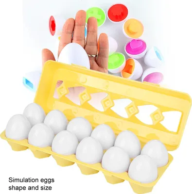 Produktbild von 12-teiliges Eier-Spielzeug-Set für Kinder, pädagogisch, Farb- und Formerkennung (Obst-Gemüse-Typ)