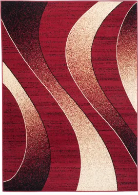 Produktbild von Teppich Wohnzimmer Kurzflor Modern - Geometrisch Muster - K857A-RED - Rot Grösse: 140 x 200 cm