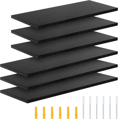 Produktbild von Wandboard Set 6 Stück, Holz, schwarz, 30 cm und 40 cm, für Wohnzimmer
