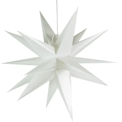 Produktbild von 3D Batterie Außenstern Kaspar, Weihnachtsstern, Faltstern mit 18 Spitzen Incl. 7 m Kabel & LED Leuchtmittel - Ø 35 cm 4xAA Weiß, Kunststoff, Weihnachtsstern, Adventsstern