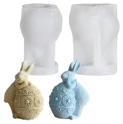 Produktbild von Silikonform für Ostern, Hasen zum Gießen von Gipsfiguren, geeignet für Frühling und Osterdekoration, wiederverwendbare Silikonform für Bastelprojekte mit Gips, Beton oder Harz