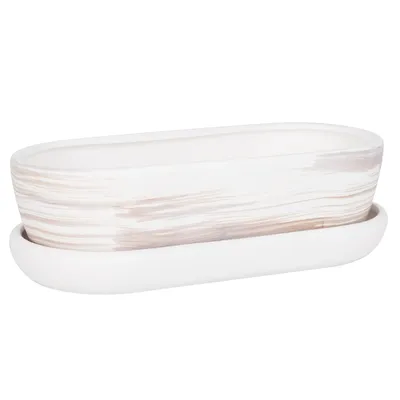 Produktbild von Blumentopf Blumenschale Oval Untersetzer Bonsai Kakteen Sukkulenten Leichtbeton
