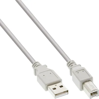 Image de InLine® câble USB 2.0, A à B, beige, 1m