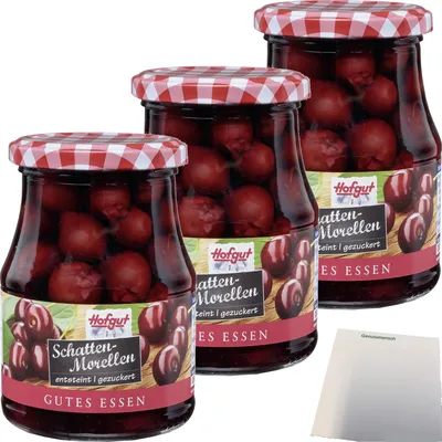 Produktbild von Hofgut Schattenmorellen 3er Pack (3x370ml Glas) + usy Block