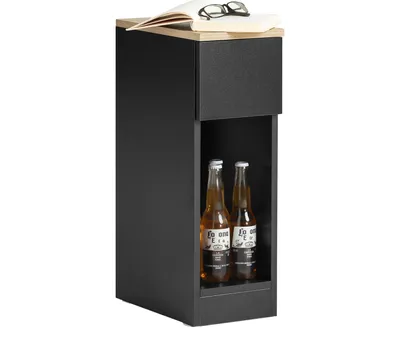 Produktbild von SoBuy FBT111-SCH Nachttisch mit Schublade für Boxspringbett Sofatisch Beistelltisch schmal Nachtschrank Nachtkommode schwarz BHT ca.: 20x60x35cm
