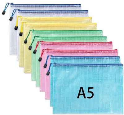 Produktbild von Wasserfeste Dokumententas A5, 10er Pack, Reißverschluss, Plastiktasche, Schul- und Bürotasche, Reisegepäcktasche