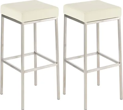 Produktbild von 2er Set Barhocker Montreal 85 Kunstleder edelstahl creme