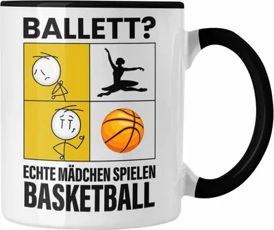 Produktbild von Trendation - Basketball Mädchen Tasse Sport Geschenk Frauen Echte Mädchen Spielen Basketball-Spielerin (Schwarz)