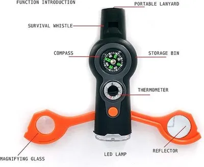 Produktbild von Zwei Sicherheitsspiegel mit Seilen: Überlebenssignale, Rettungssignale, Wanderungsspiegel, Camping-Spiegel.