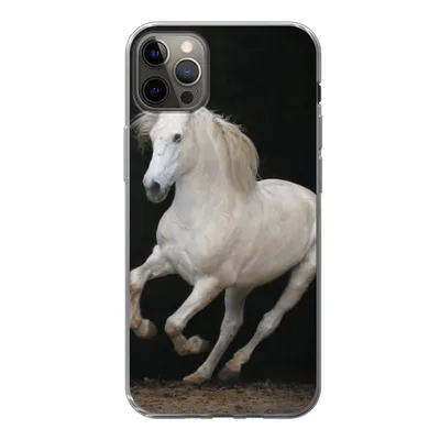 Produktbild von MuchoWow® Handyhülle Schutzhülle Hülle für iPhone 12 Pro Max Pferde - Schwarz - Porträt Silikon Softcase Handy Hülle - Hartschale