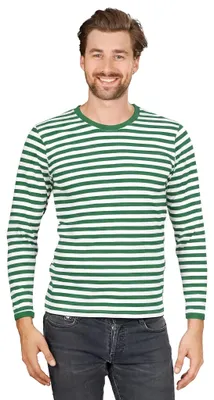 Produktbild von Ringelshirt lang grün-weiß Faschingskostüm Herren Größe: XL