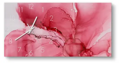 Produktbild von DEQORI Glasuhr 60x30 cm Zahlen 'Rosige Abstraktion' Wanduhr Glas Uhr Design leise Küchenuhr