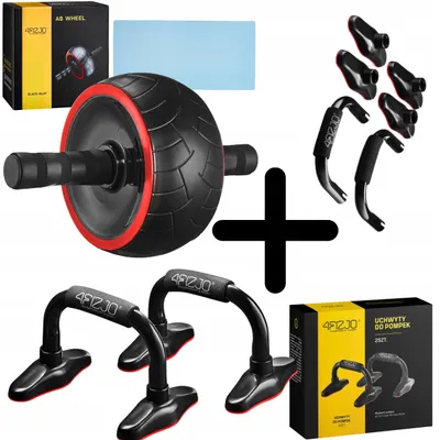 Produktbild von 4FIZJO Ab Wheel Roller XXL Set mit Liegestützgriffe