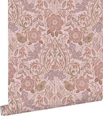 Zdjęcie produktu dla ESTAhome Tapeta kwiaty i ptaki liliowo fioletowymIterakoty różowej 53 cm x 10.05 m